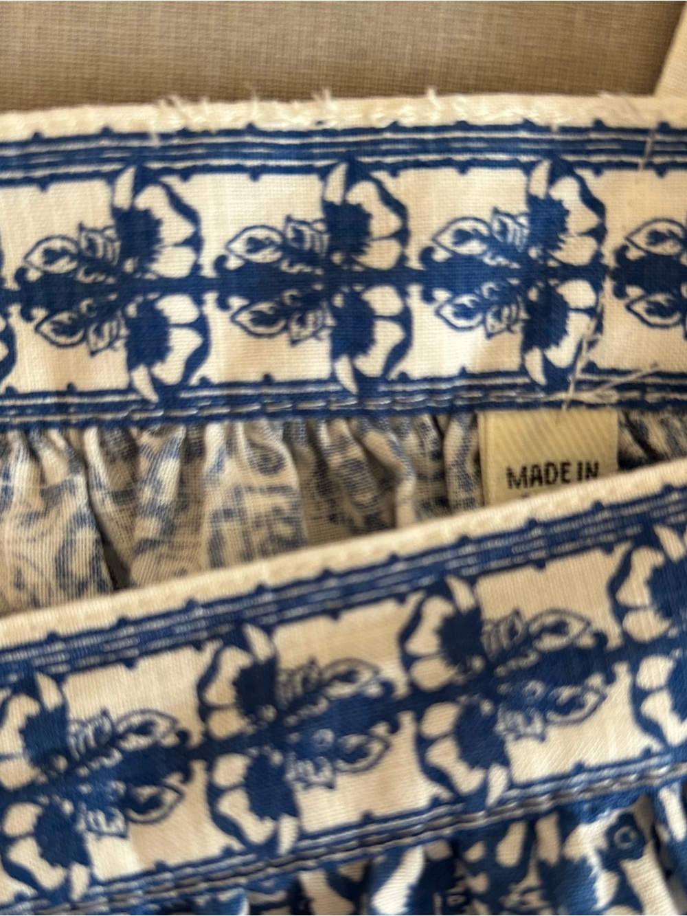 Max Studio Blue Floral Print Peasant Top - Picture 5 of 9